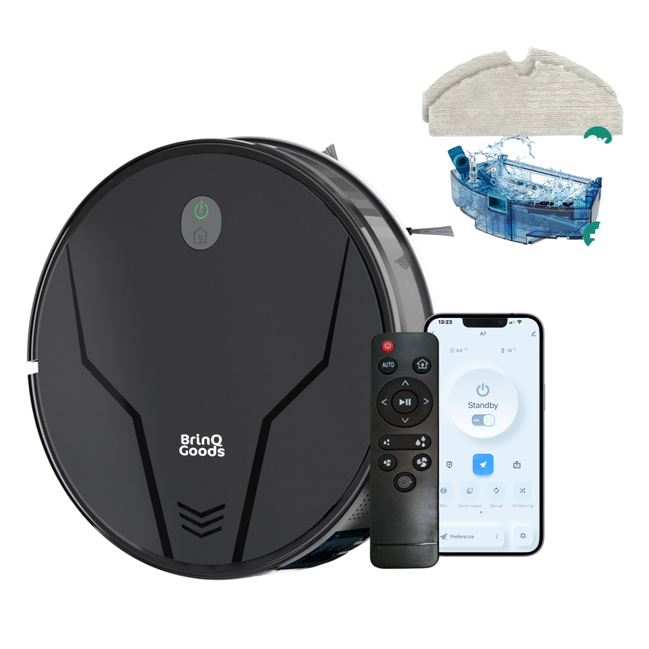 BrinQ Goods krachtige robotstofzuiger met dweilfunctie